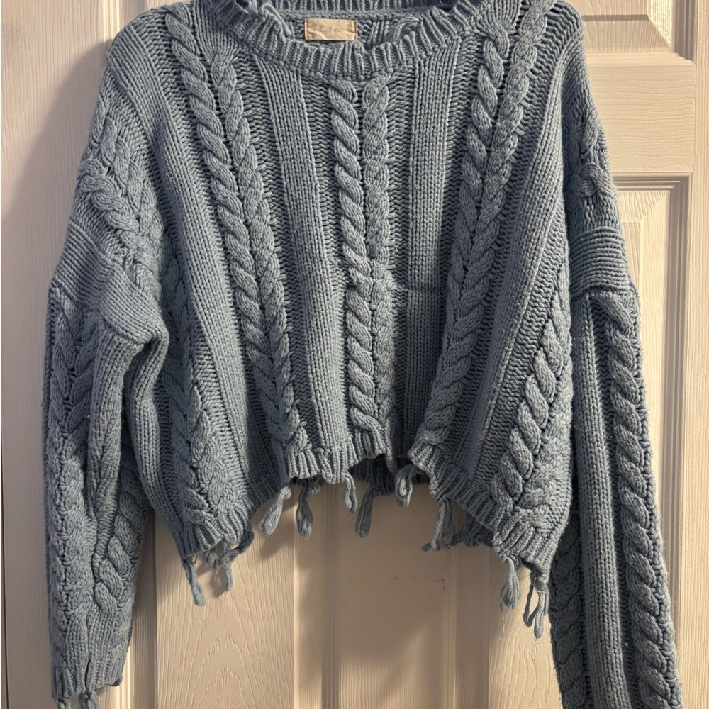 Altar'd State Light Blue Cable Knit Sweater